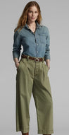 Front View with Model - Cotton Denim Workshirt 