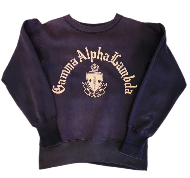 Vintage 1950’s Champion Running Man Gamma Alpha Lambda Sorority Sweatshirt