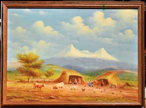 Vintage Oil on Canvas Pastoral Scene