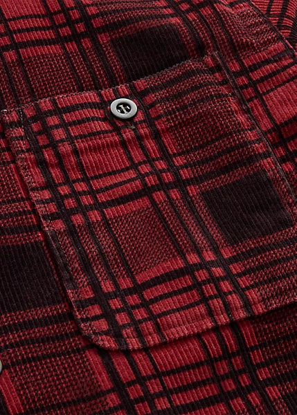 RRL Plaid-Print Corduroy Camp Shirt (Red/Black)