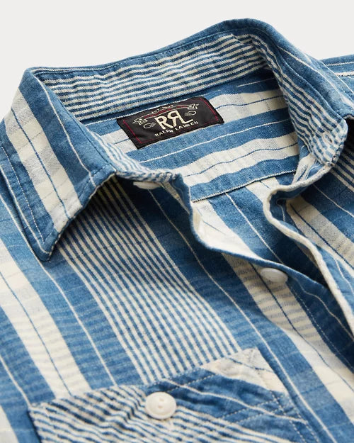 RRL Indigo Plaid Cotton-Linen Workshirt (Indigo/Cream RRL Indigo Plaid Cotton-Linen Workshirt (Indigo/Cream