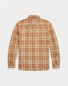 Back View of RRL Plaid Twill Workshirt (Orange/Multi)